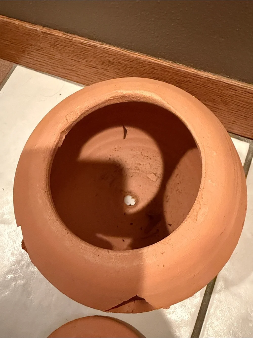 Vtg Hewell’s Pottery GA Terra Cotta Pumpkin with Hat Jack O' Lantern